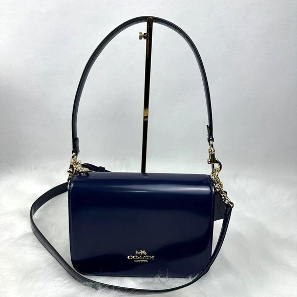 Coach Quinn Shoulder Crossbody Bag In Novelty Leather/True Navy CY657 NWT - Picture 1 of 9